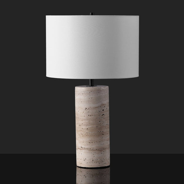 Safavieh RYNETTA Travertine Table Lamp - Unique Natural Design with Dimmer for Stylish Ambient Lighting Light Brown / White CTL1073A