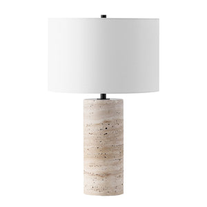 Safavieh RYNETTA Travertine Table Lamp - Unique Natural Design with Dimmer for Stylish Ambient Lighting Light Brown / White CTL1073A