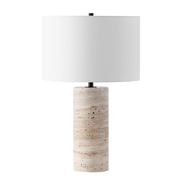 Safavieh RYNETTA Travertine Table Lamp - Unique Natural Design with Dimmer for Stylish Ambient Lighting Light Brown / White CTL1073A