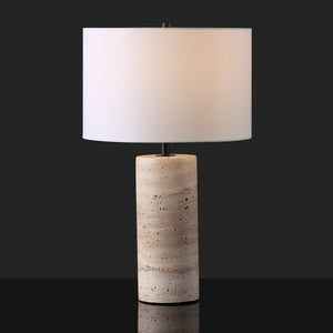 Safavieh RYNETTA Travertine Table Lamp - Unique Natural Design with Dimmer for Stylish Ambient Lighting Light Brown / White CTL1073A
