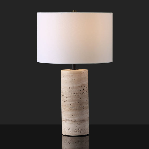 Safavieh RYNETTA Travertine Table Lamp - Unique Natural Design with Dimmer for Stylish Ambient Lighting Light Brown / White CTL1073A