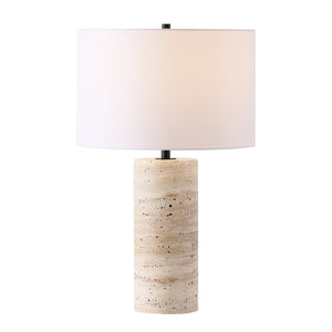 Safavieh RYNETTA Travertine Table Lamp - Unique Natural Design with Dimmer for Stylish Ambient Lighting Light Brown / White CTL1073A