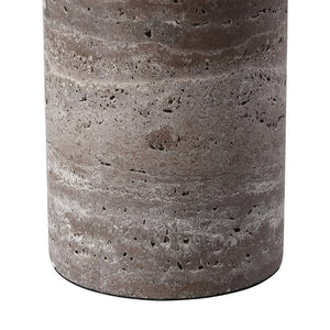 Safavieh RYNETTA Travertine Table Lamp - Unique Natural Design with Dimmer for Stylish Ambient Lighting Dark Brown / White CTL1073B