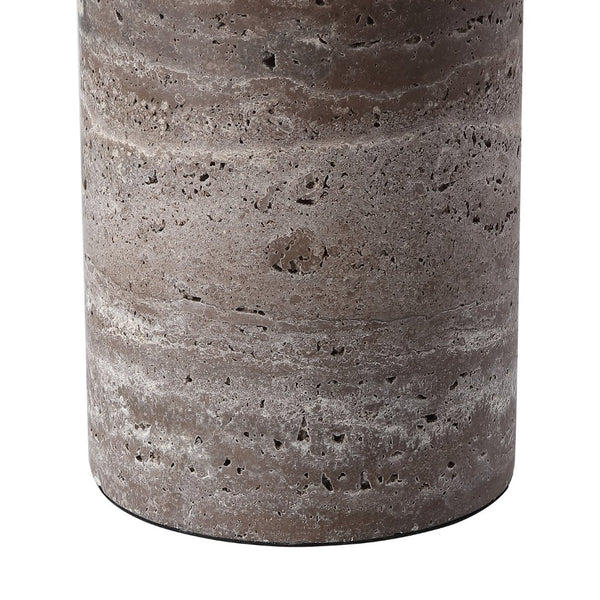 Safavieh RYNETTA Travertine Table Lamp - Unique Natural Design with Dimmer for Stylish Ambient Lighting Dark Brown / White CTL1073B