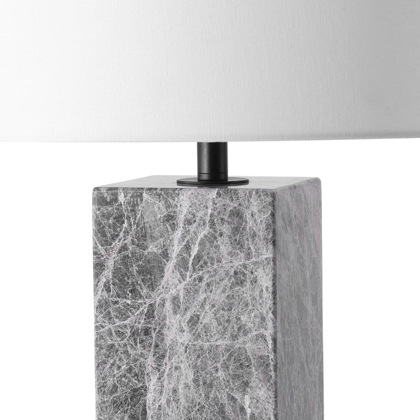Safavieh Poloma Square Marble Table Lamp - Elegant Iron Base With Linen Shade For Versatile Home Lighting Grey ,White Marble ,Iron ,Shade Ctl1074a