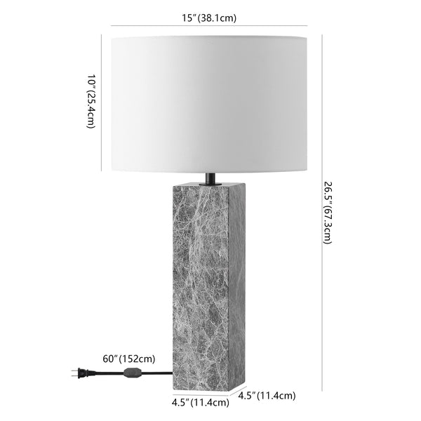 Safavieh Poloma Square Marble Table Lamp - Elegant Iron Base With Linen Shade For Versatile Home Lighting Grey ,White Marble ,Iron ,Shade Ctl1074a