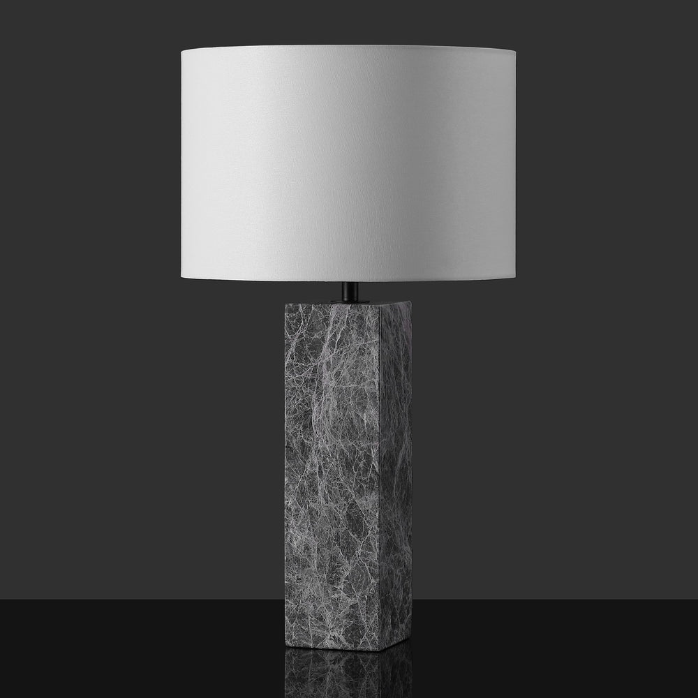 Safavieh Poloma Square Marble Table Lamp - Elegant Iron Base With Linen Shade For Versatile Home Lighting Grey ,White Marble ,Iron ,Shade Ctl1074a