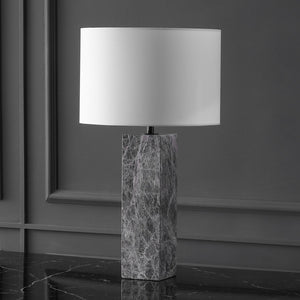 Safavieh Poloma Square Marble Table Lamp - Elegant Iron Base With Linen Shade For Versatile Home Lighting Grey ,White Marble ,Iron ,Shade Ctl1074a