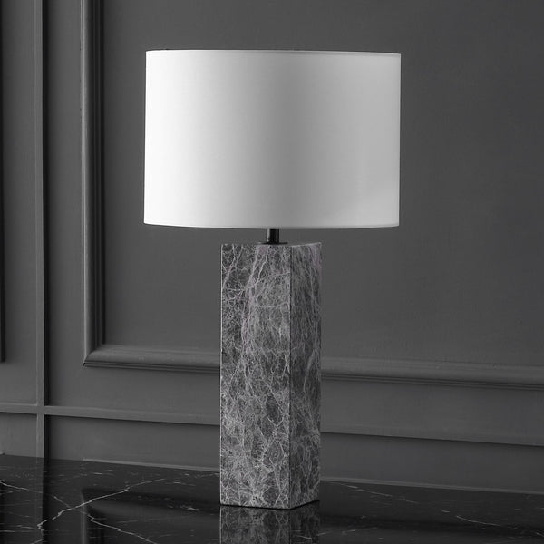 Safavieh Poloma Square Marble Table Lamp - Elegant Iron Base With Linen Shade For Versatile Home Lighting Grey ,White Marble ,Iron ,Shade Ctl1074a