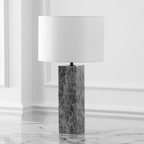 Safavieh Poloma Square Marble Table Lamp - Elegant Iron Base With Linen Shade For Versatile Home Lighting Grey ,White Marble ,Iron ,Shade Ctl1074a