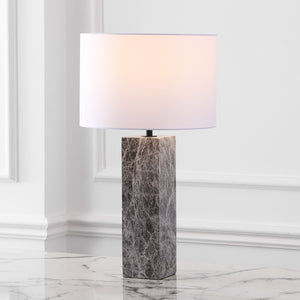 Safavieh Poloma Square Marble Table Lamp - Elegant Iron Base With Linen Shade For Versatile Home Lighting Grey ,White Marble ,Iron ,Shade Ctl1074a