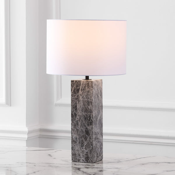 Safavieh Poloma Square Marble Table Lamp - Elegant Iron Base With Linen Shade For Versatile Home Lighting Grey ,White Marble ,Iron ,Shade Ctl1074a