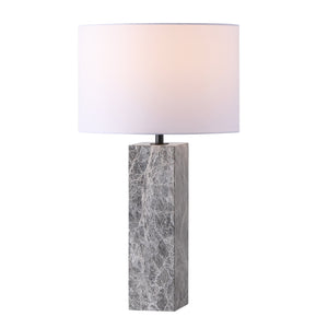 Safavieh Poloma Square Marble Table Lamp - Elegant Iron Base With Linen Shade For Versatile Home Lighting Grey ,White Marble ,Iron ,Shade Ctl1074a