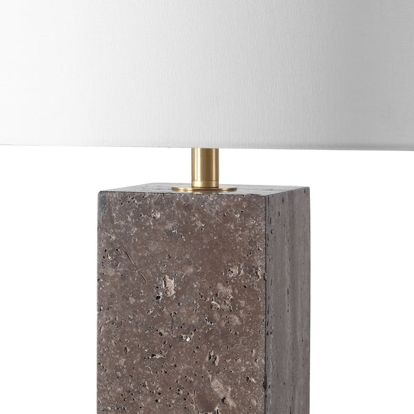 Safavieh Feliciano Travertine Table Lamp - Modern Elegance With Dimmer Switch For Cozy Ambience In Any Room Dark Brown ,White Travertine ,Iron ,Shade Ctl1075a