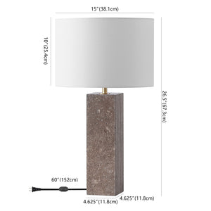 Safavieh Feliciano Travertine Table Lamp - Modern Elegance With Dimmer Switch For Cozy Ambience In Any Room Dark Brown ,White Travertine ,Iron ,Shade Ctl1075a