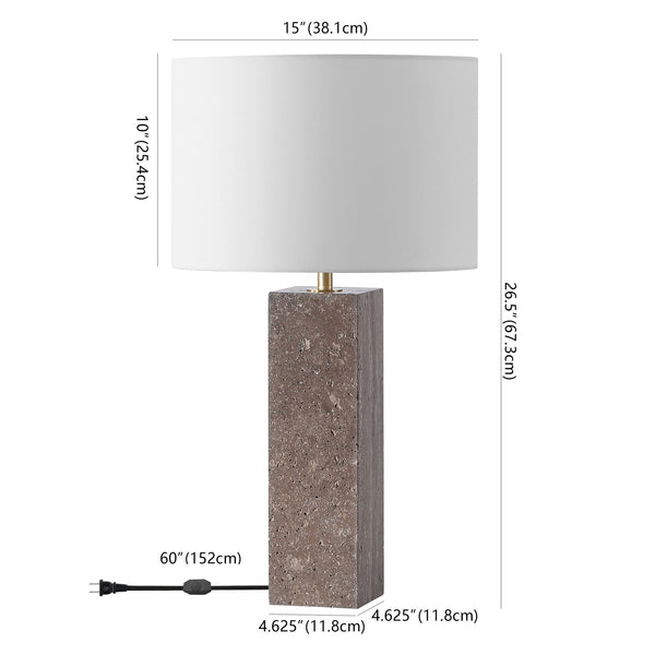 Safavieh Feliciano Travertine Table Lamp - Modern Elegance With Dimmer Switch For Cozy Ambience In Any Room Dark Brown ,White Travertine ,Iron ,Shade Ctl1075a