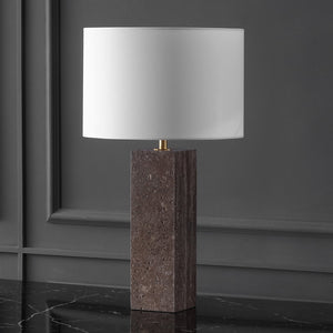 Safavieh Feliciano Travertine Table Lamp - Modern Elegance With Dimmer Switch For Cozy Ambience In Any Room Dark Brown ,White Travertine ,Iron ,Shade Ctl1075a