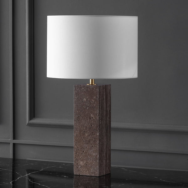 Safavieh Feliciano Travertine Table Lamp - Modern Elegance With Dimmer Switch For Cozy Ambience In Any Room Dark Brown ,White Travertine ,Iron ,Shade Ctl1075a