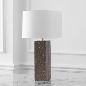 Safavieh Feliciano Travertine Table Lamp - Modern Elegance With Dimmer Switch For Cozy Ambience In Any Room Dark Brown ,White Travertine ,Iron ,Shade Ctl1075a