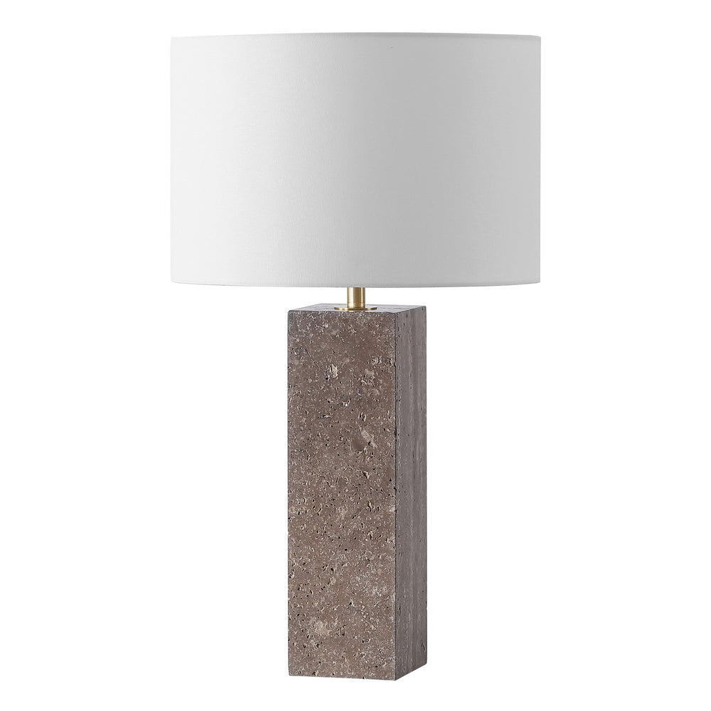 Safavieh Feliciano Travertine Table Lamp - Modern Elegance With Dimmer Switch For Cozy Ambience In Any Room Dark Brown ,White Travertine ,Iron ,Shade Ctl1075a