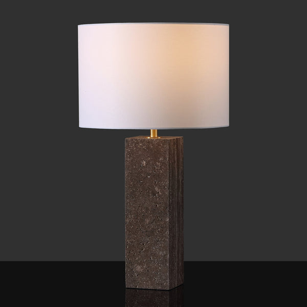 Safavieh Feliciano Travertine Table Lamp - Modern Elegance With Dimmer Switch For Cozy Ambience In Any Room Dark Brown ,White Travertine ,Iron ,Shade Ctl1075a