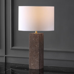Safavieh Feliciano Travertine Table Lamp - Modern Elegance With Dimmer Switch For Cozy Ambience In Any Room Dark Brown ,White Travertine ,Iron ,Shade Ctl1075a