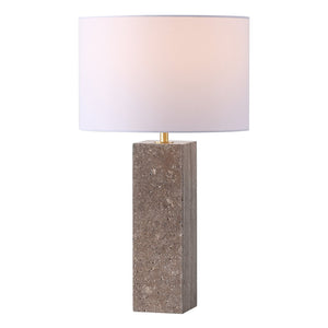 Safavieh Feliciano Travertine Table Lamp - Modern Elegance With Dimmer Switch For Cozy Ambience In Any Room Dark Brown ,White Travertine ,Iron ,Shade Ctl1075a