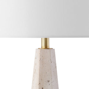 Safavieh Gabryanna Elegant Table Lamp With Dimmer Switch - Unique Natural Base And Soft Linen Shade For Ambiance Travertine ,White Travertine ,Iron ,Shade Ctl1076a