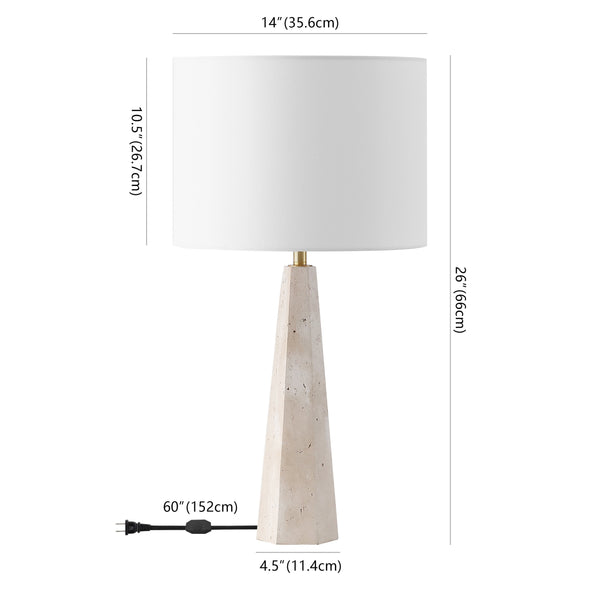 Safavieh Gabryanna Elegant Table Lamp With Dimmer Switch - Unique Natural Base And Soft Linen Shade For Ambiance Travertine ,White Travertine ,Iron ,Shade Ctl1076a