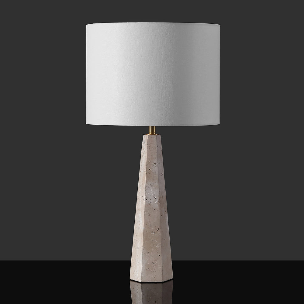 Safavieh Gabryanna Elegant Table Lamp With Dimmer Switch - Unique Natural Base And Soft Linen Shade For Ambiance Travertine ,White Travertine ,Iron ,Shade Ctl1076a