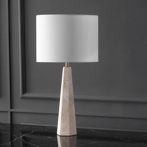 Safavieh Gabryanna Elegant Table Lamp With Dimmer Switch - Unique Natural Base And Soft Linen Shade For Ambiance Travertine ,White Travertine ,Iron ,Shade Ctl1076a