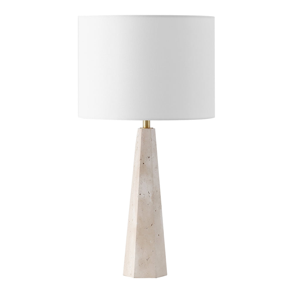 Safavieh Gabryanna Elegant Table Lamp With Dimmer Switch - Unique Natural Base And Soft Linen Shade For Ambiance Travertine ,White Travertine ,Iron ,Shade Ctl1076a