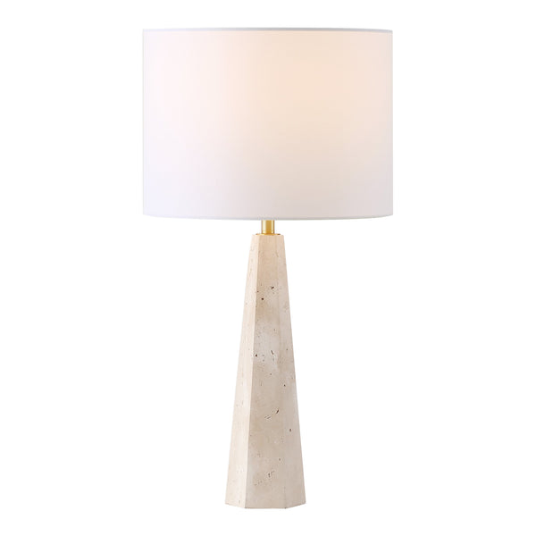Safavieh Gabryanna Elegant Table Lamp With Dimmer Switch - Unique Natural Base And Soft Linen Shade For Ambiance Travertine ,White Travertine ,Iron ,Shade Ctl1076a