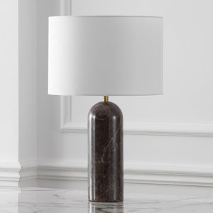 Safavieh Kayabelle Marble Table Lamp - Chic Design With Dimmer Switch For Elegant Lighting In Any Space Dark Brown ,White Brown Marble,Iron ,Shade Ctl1077a