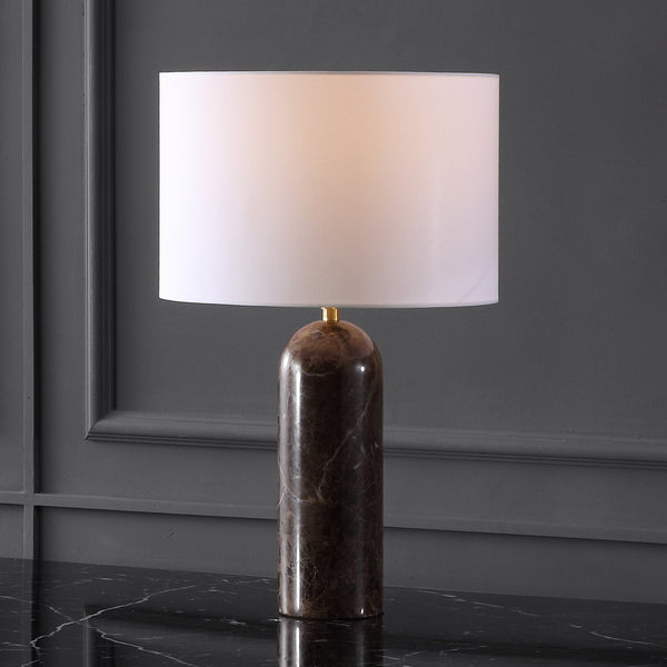 Safavieh Kayabelle Marble Table Lamp - Chic Design With Dimmer Switch For Elegant Lighting In Any Space Dark Brown ,White Brown Marble,Iron ,Shade Ctl1077a