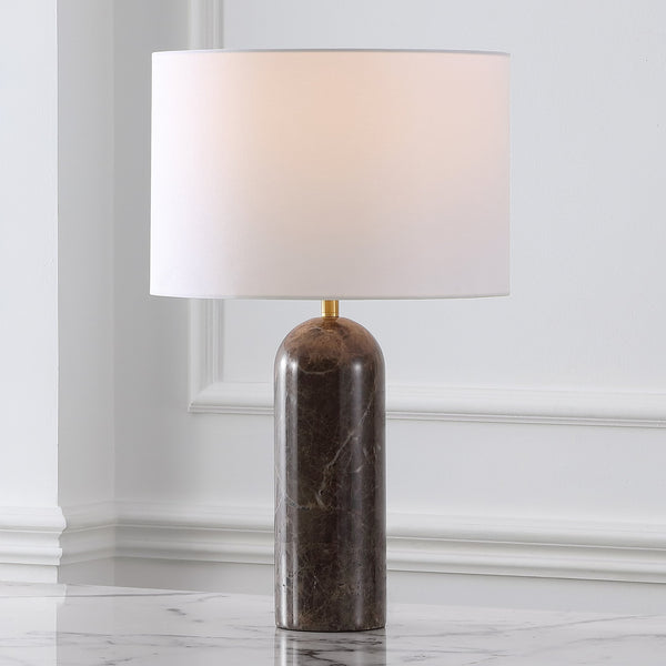 Safavieh Kayabelle Marble Table Lamp - Chic Design With Dimmer Switch For Elegant Lighting In Any Space Dark Brown ,White Brown Marble,Iron ,Shade Ctl1077a
