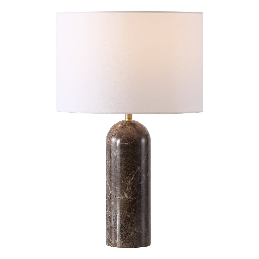 Safavieh KAYABELLE Marble Table Lamp with Dimmer - Dark Brown & White Linen Shade for Elegant Lighting Solutions CTL1077A