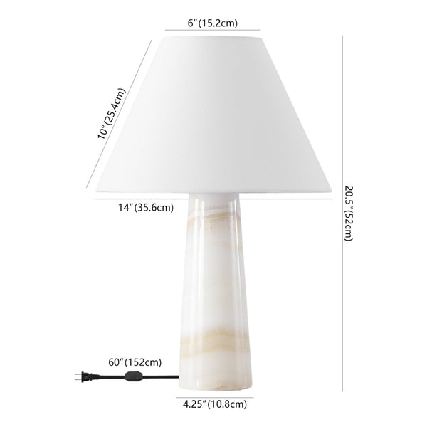 Safavieh JENNAROSE Jade Stone Table Lamp - Off White Fabric Shade for Elegant Ambient Lighting & Décor CTL1078A