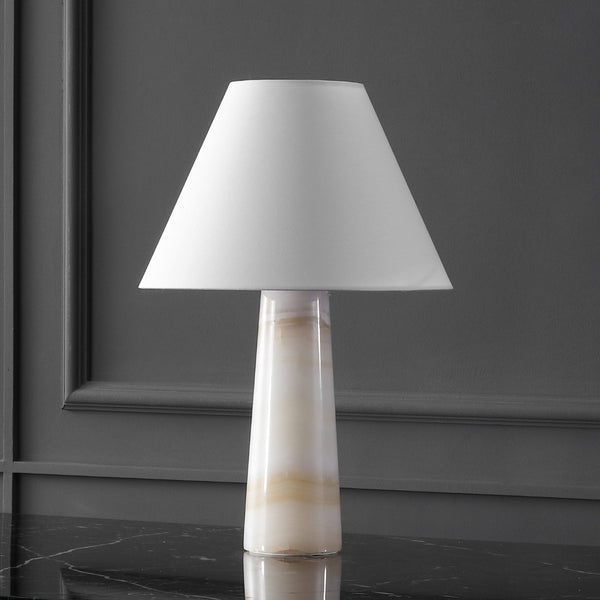 Safavieh JENNAROSE Jade Stone Table Lamp - Off White Fabric Shade for Elegant Ambient Lighting & Décor CTL1078A