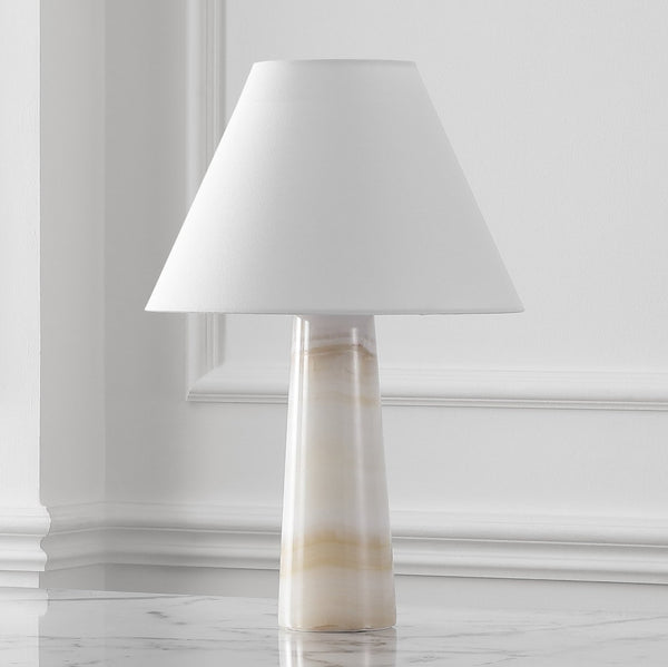 Safavieh JENNAROSE Jade Stone Table Lamp - Off White Fabric Shade for Elegant Ambient Lighting & Décor CTL1078A