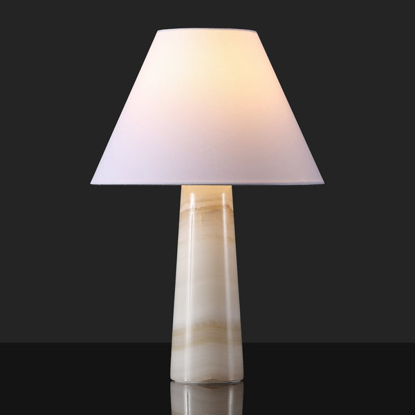 Safavieh JENNAROSE Jade Stone Table Lamp - Off White Fabric Shade for Elegant Ambient Lighting & Décor CTL1078A
