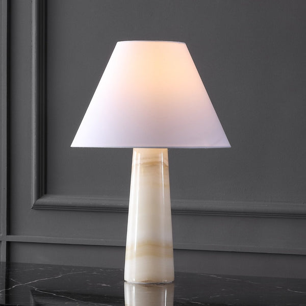 Safavieh JENNAROSE Jade Stone Table Lamp - Off White Fabric Shade for Elegant Ambient Lighting & Décor CTL1078A