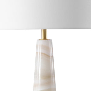 Safavieh ISMERALDA Jade Stone Table Lamp - Elegant Off-White Linen Shade & Dimmer for Modern Décor Style CTL1079A