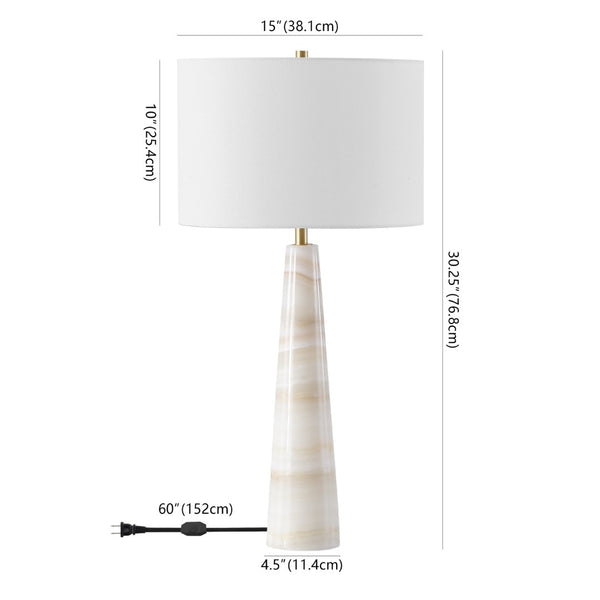 Safavieh ISMERALDA Jade Stone Table Lamp - Elegant Off-White Linen Shade & Dimmer for Modern Décor Style CTL1079A