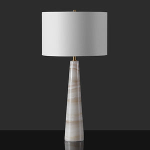 Safavieh ISMERALDA Jade Stone Table Lamp - Elegant Off-White Linen Shade & Dimmer for Modern Décor Style CTL1079A
