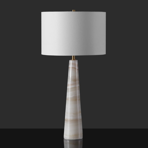 Safavieh ISMERALDA Jade Stone Table Lamp - Elegant Off-White Linen Shade & Dimmer for Modern Décor Style CTL1079A