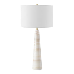 Safavieh ISMERALDA Jade Stone Table Lamp - Elegant Off-White Linen Shade & Dimmer for Modern Décor Style CTL1079A
