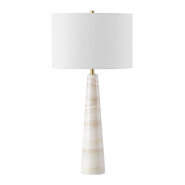 Safavieh ISMERALDA Jade Stone Table Lamp - Elegant Off-White Linen Shade & Dimmer for Modern Décor Style CTL1079A