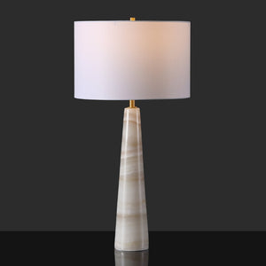 Safavieh ISMERALDA Jade Stone Table Lamp - Elegant Off-White Linen Shade & Dimmer for Modern Décor Style CTL1079A