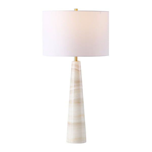 Safavieh ISMERALDA Jade Stone Table Lamp - Elegant Off-White Linen Shade & Dimmer for Modern Décor Style CTL1079A